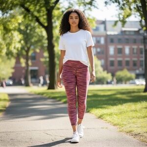 RBX Active High Waist Space Dye Leggings Multicolor Stripe Size L